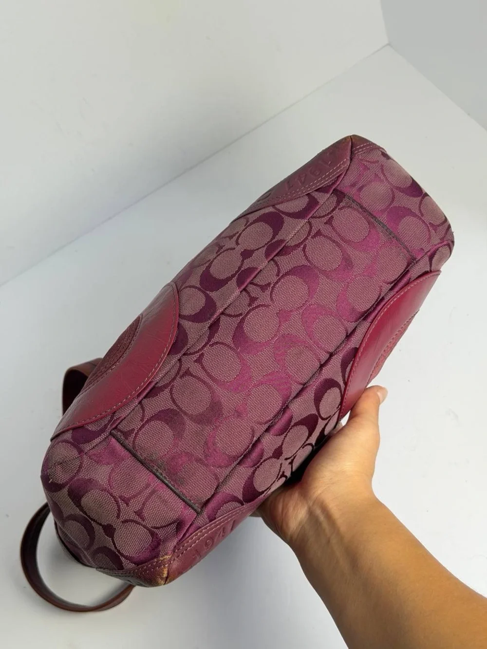 Vintage Coach Circle Patchwork East-West Plum Tote Bag